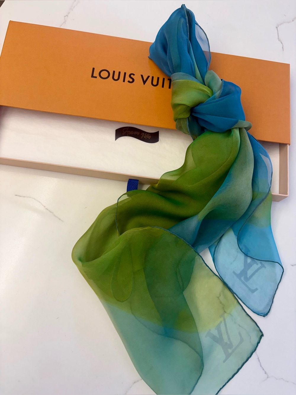 Louis Vuitton Vintage Watercolor Silk Voile Scarf